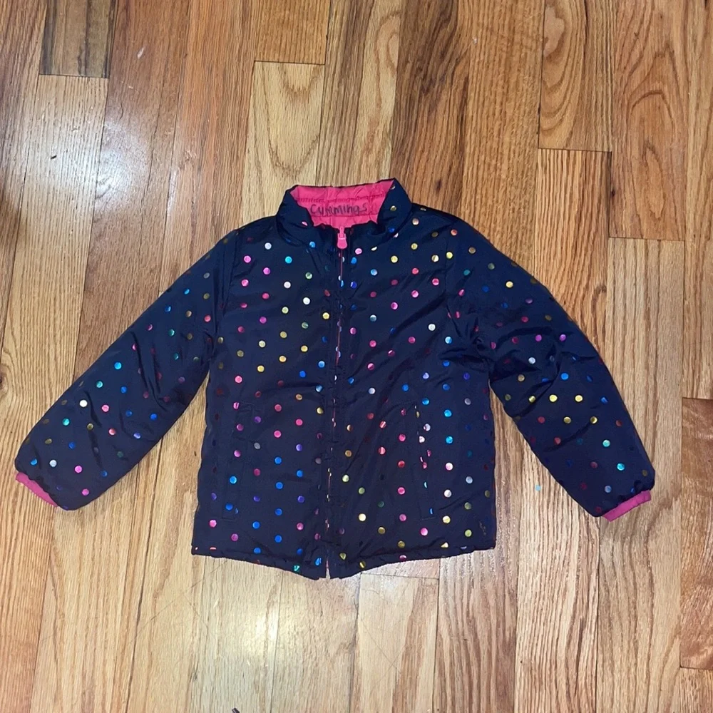GAP reversible pink blue dots jacket 4 Toddler